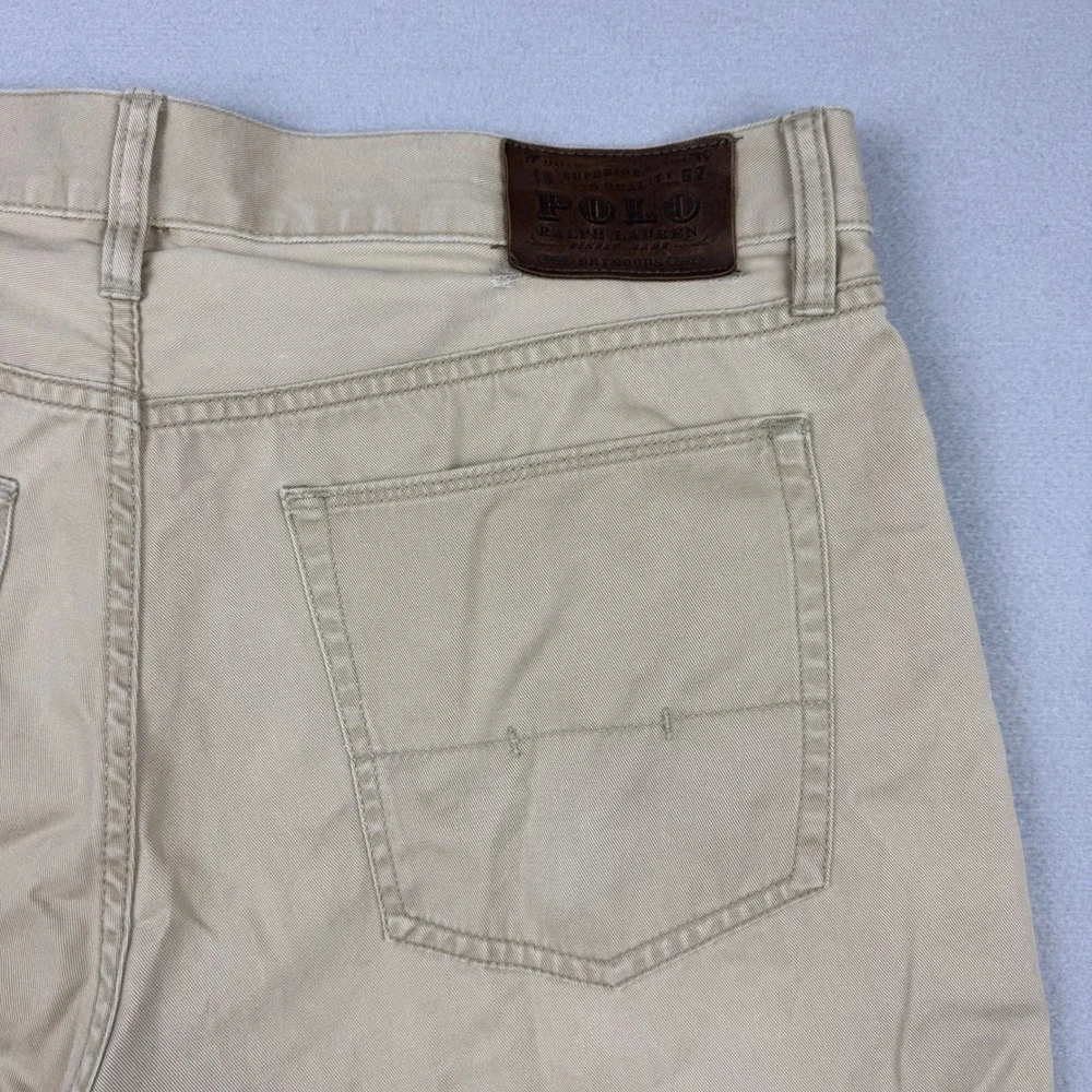 Vintage Ralph Lauren 650 Straight Leg Men 35x30 Tan Twill Chino Pants Talon Zip